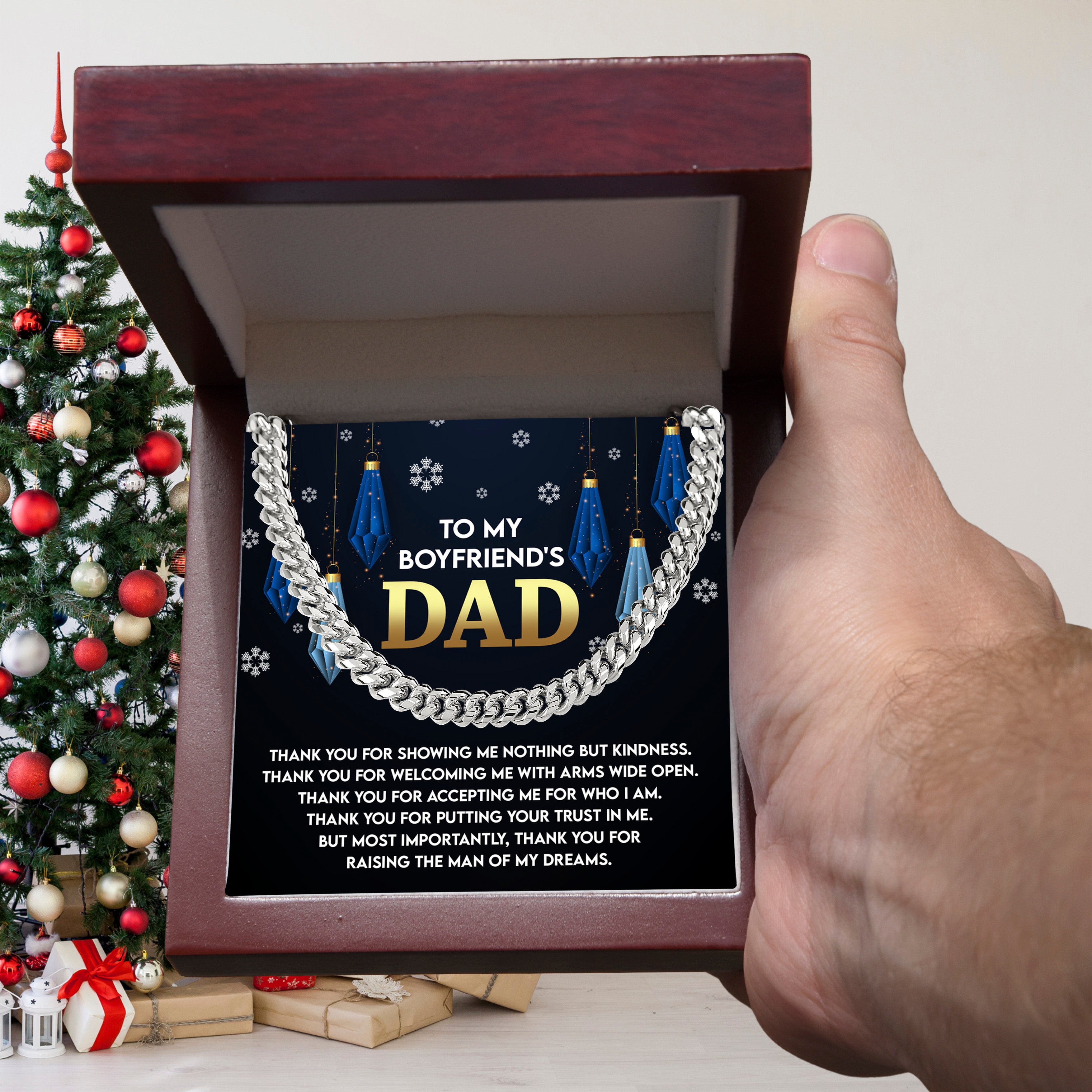Gift for Boyfriend's Dad - Who I Am - Cuban Link Chain Necklace - Mallard Moon Gift Shop
