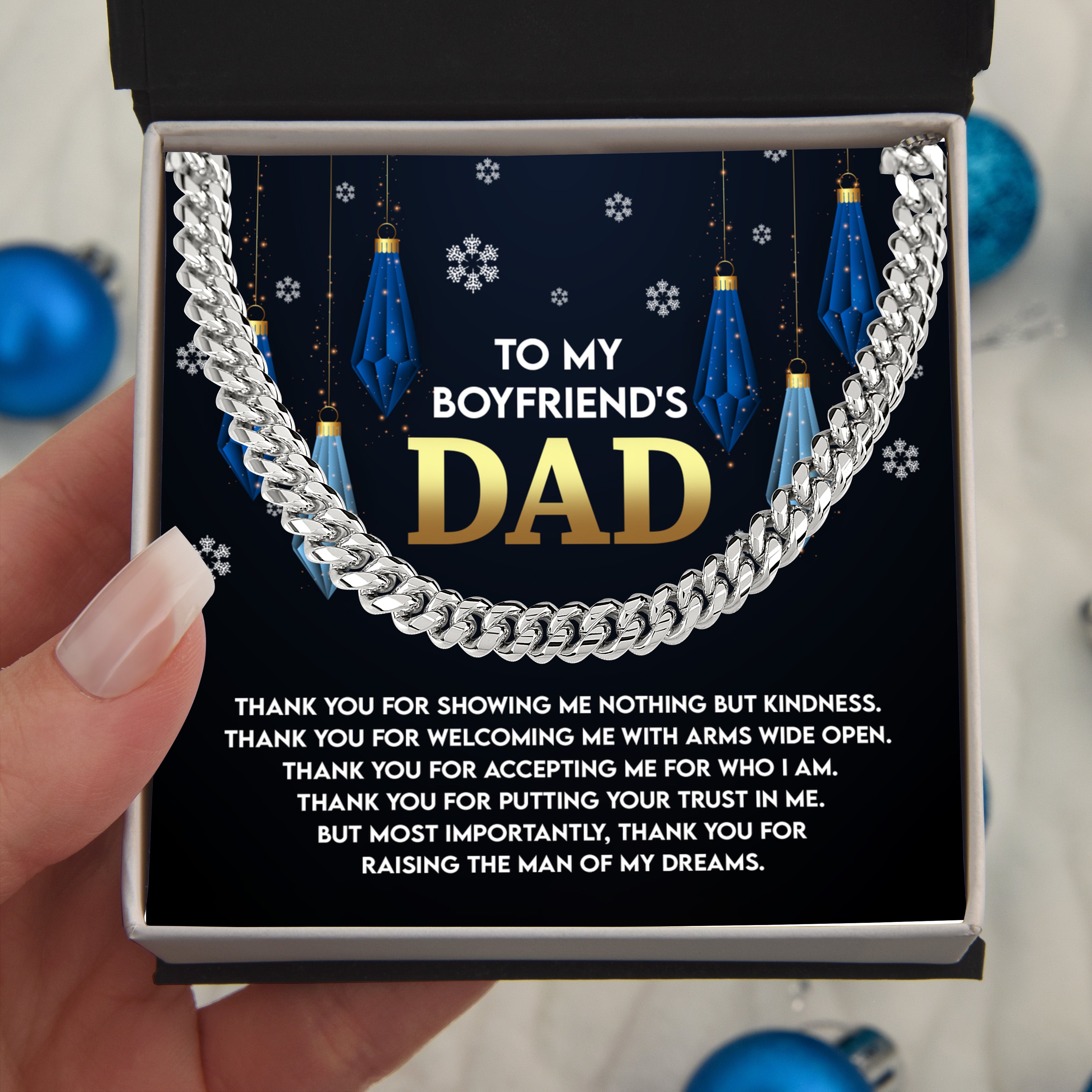 Gift for Boyfriend's Dad - Who I Am - Cuban Link Chain Necklace - Mallard Moon Gift Shop