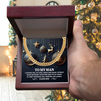Gift for My Man - Every Beat - Cuban Link Chain Necklace - Mallard Moon Gift Shop