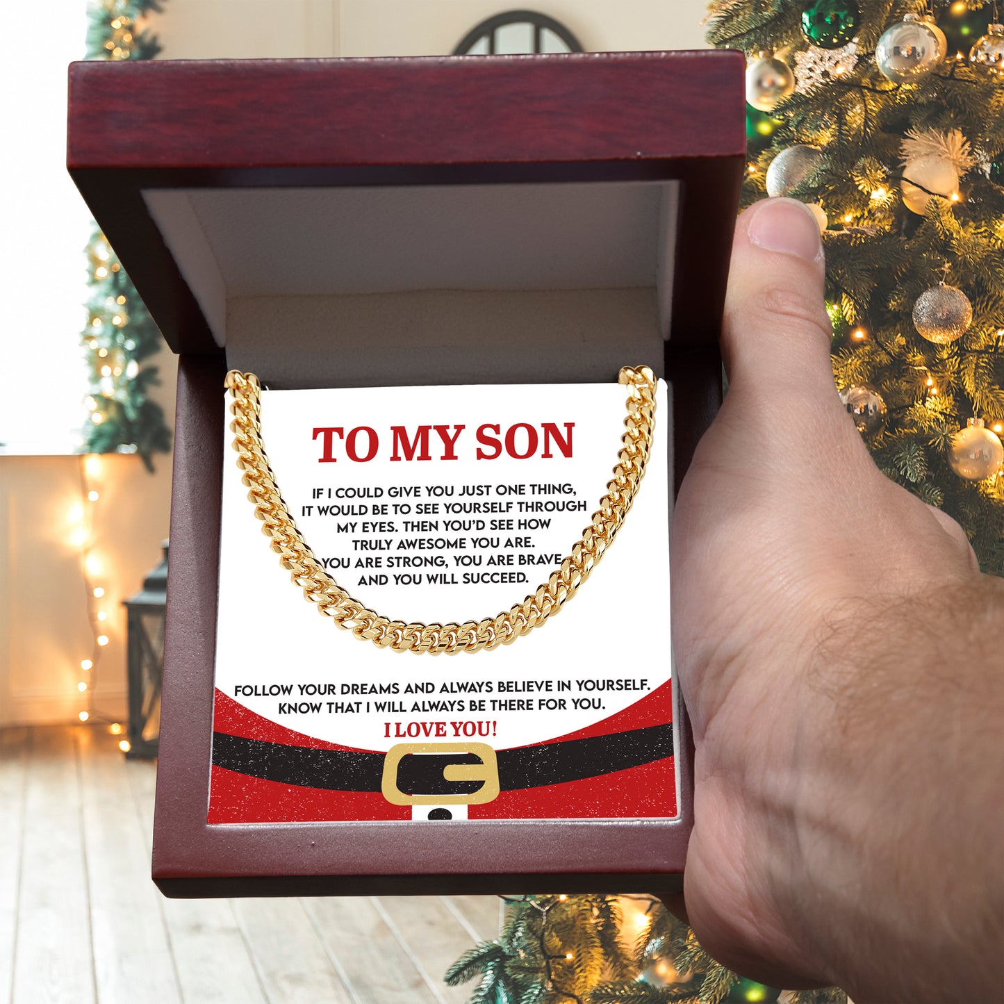 Gift for Son - There For You - Cuban Link Chain Necklace - Mallard Moon Gift Shop