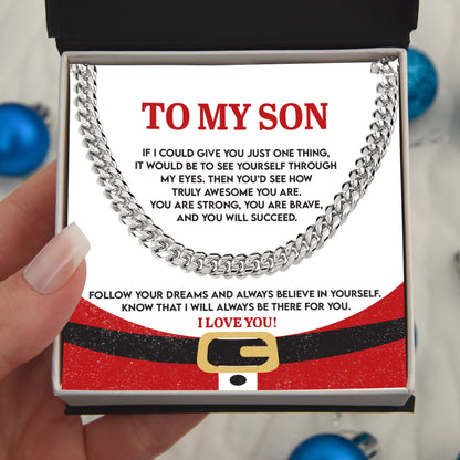 Gift for Son - There For You - Cuban Link Chain Necklace - Mallard Moon Gift Shop