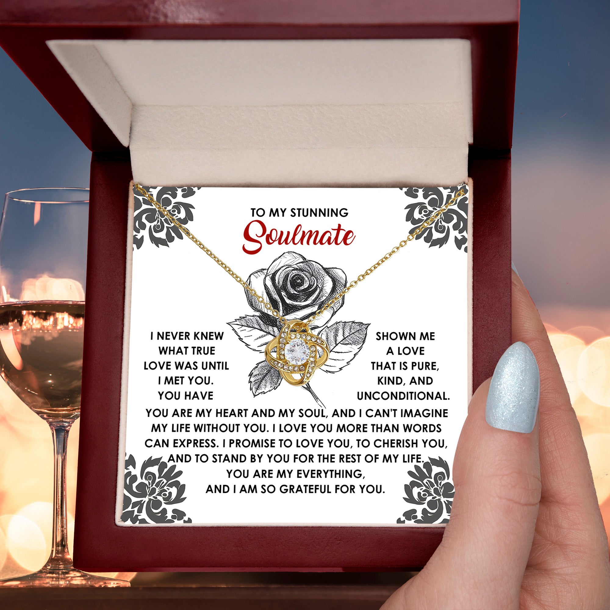 To My Stunning Soulmate Love Knot Necklace – A Romantic Gift to Cherish and Celebrate Unconditional Love - Mallard Moon Gift Shop