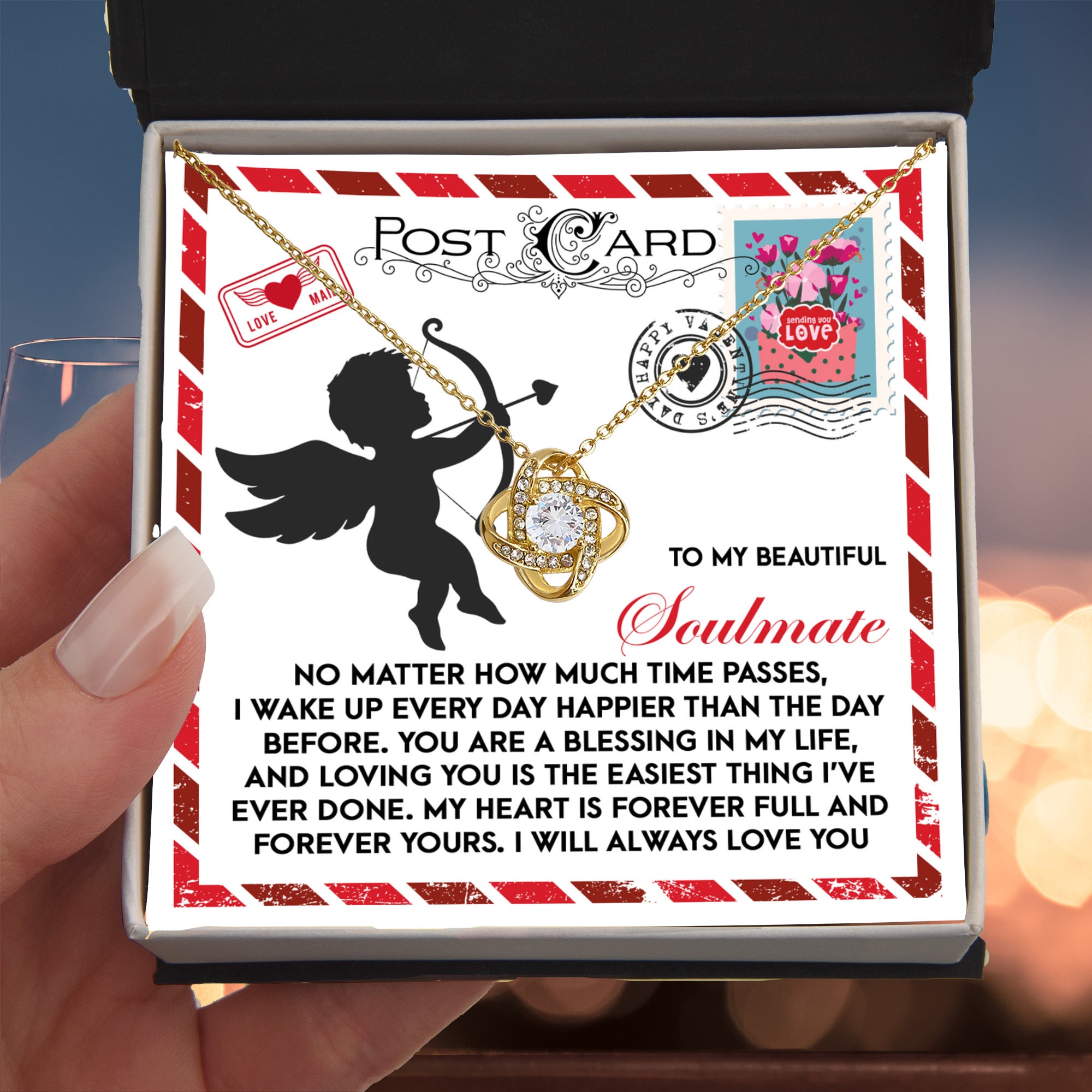 To My Beautiful Soulmate Love Knot Necklace – A Heartwarming Valentine’s Day Gift to Express Eternal Love - Mallard Moon Gift Shop