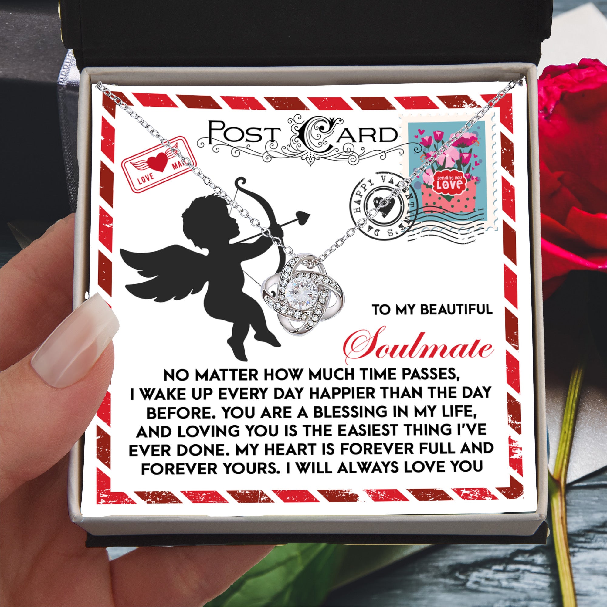 To My Beautiful Soulmate Love Knot Necklace – A Heartwarming Valentine’s Day Gift to Express Eternal Love - Mallard Moon Gift Shop