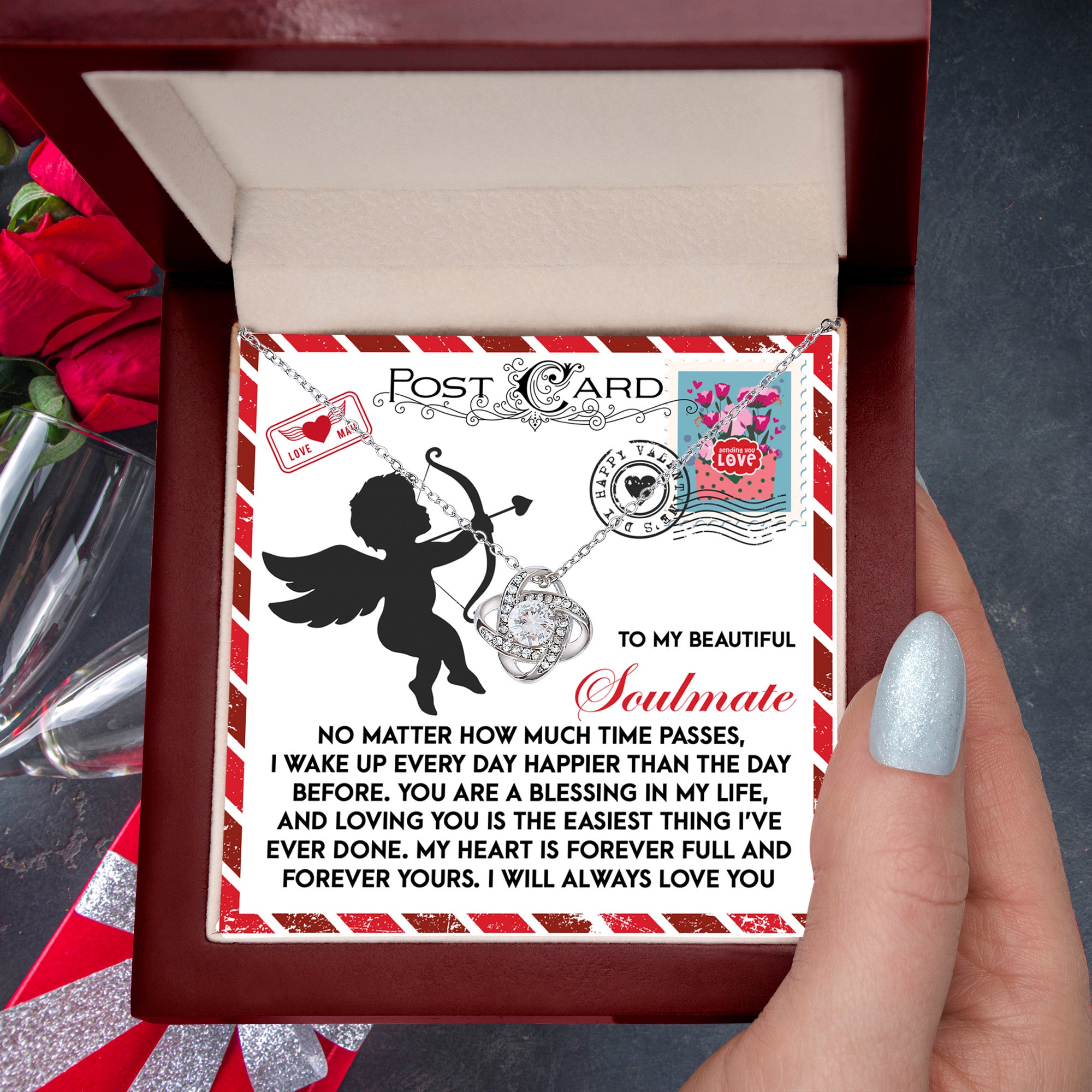 To My Beautiful Soulmate Love Knot Necklace – A Heartwarming Valentine’s Day Gift to Express Eternal Love - Mallard Moon Gift Shop