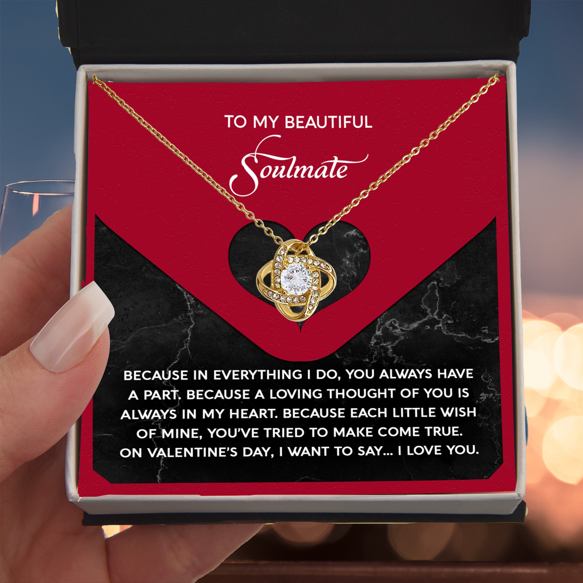 To My Beautiful Soulmate - Love Knot Necklace – A Romantic Valentine’s Day Gift Full of Love and Gratitude - Mallard Moon Gift Shop