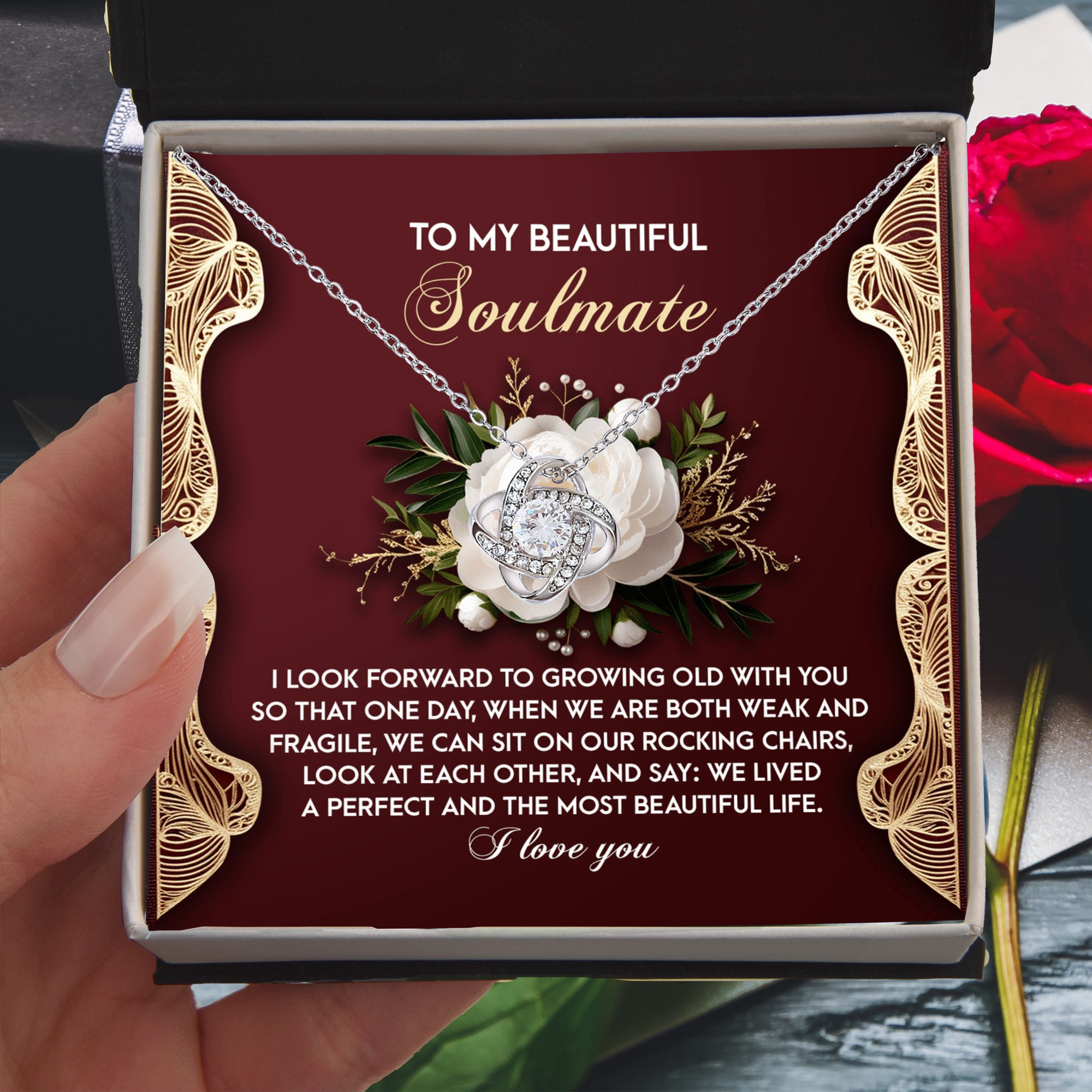 To My Beautiful Soulmate - Love Knot Necklace – A Romantic Gift Celebrating a Lifetime of Love - Mallard Moon Gift Shop