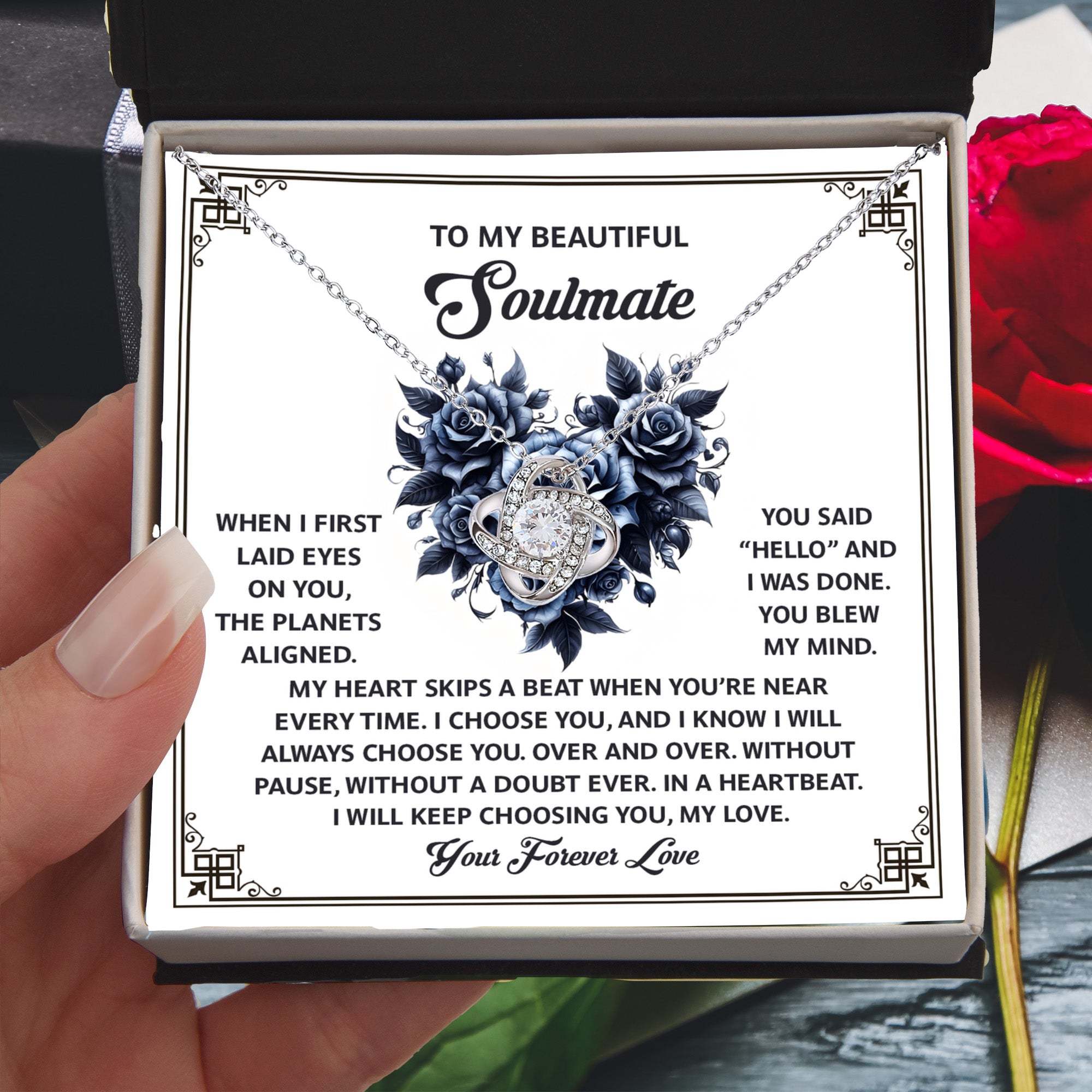 To My Beautiful Soulmate - Love Knot Necklace – A Romantic Gift to Celebrate Endless Love and Devotion - Mallard Moon Gift Shop