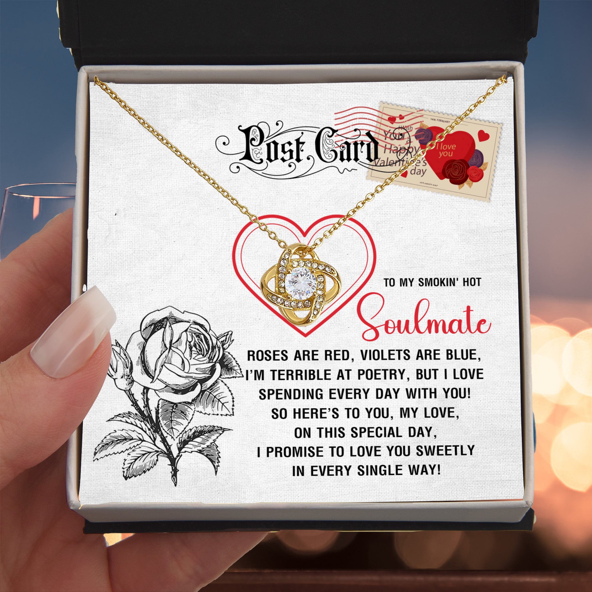 To My Smokin’ Hot Soulmate - Love Knot Necklace – A Playful and Romantic Valentine’s Day Gift - Mallard Moon Gift Shop