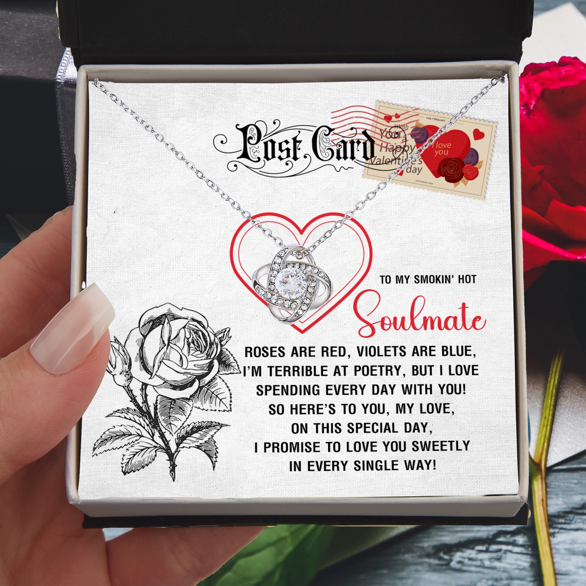 To My Smokin’ Hot Soulmate - Love Knot Necklace – A Playful and Romantic Valentine’s Day Gift - Mallard Moon Gift Shop