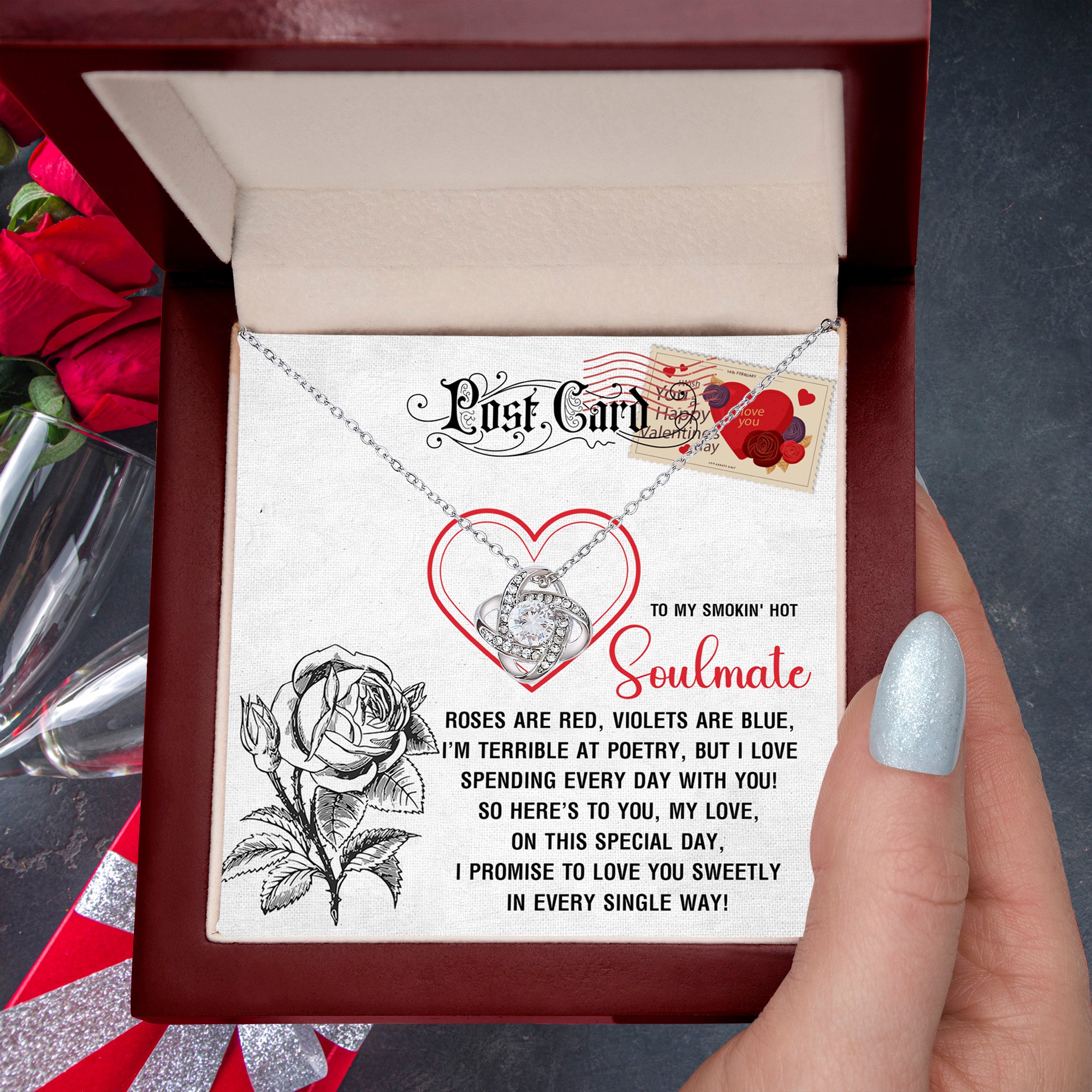 To My Smokin’ Hot Soulmate - Love Knot Necklace – A Playful and Romantic Valentine’s Day Gift - Mallard Moon Gift Shop