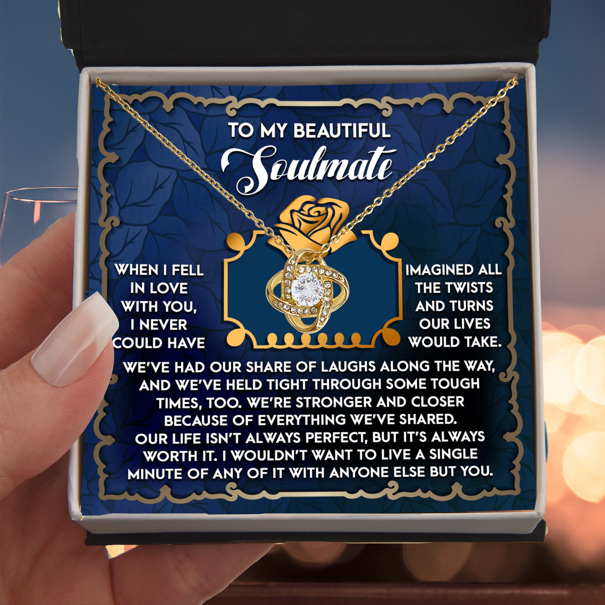 To My Beautiful Soulmate - Love Knot Necklace – A Heartfelt Gift Celebrating Life’s Journey Together - Mallard Moon Gift Shop