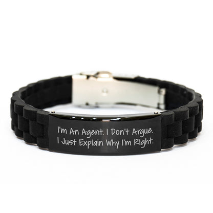 Funny Quote Agent Gifts for Men - I'm An Agent I Don't Argue Glide lock Clasp Bracelet Christmas Unique for Agent Friends - Image 1