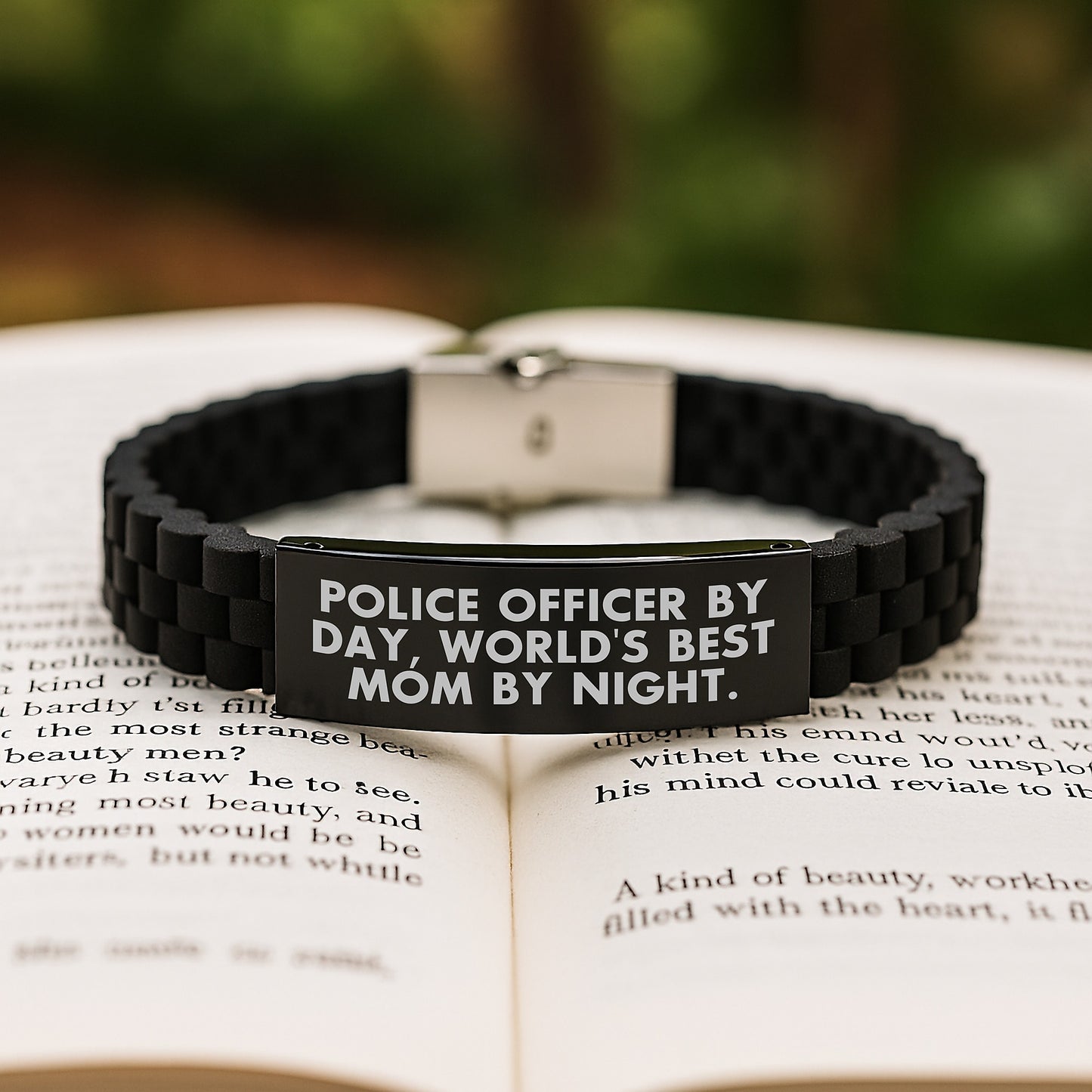 Police Officer By Day, World's Best Mom By Night., Gifts for Police Officers, Glide lock Clasp Bracelet, Graduation Unique Gifts from Family - Image 2