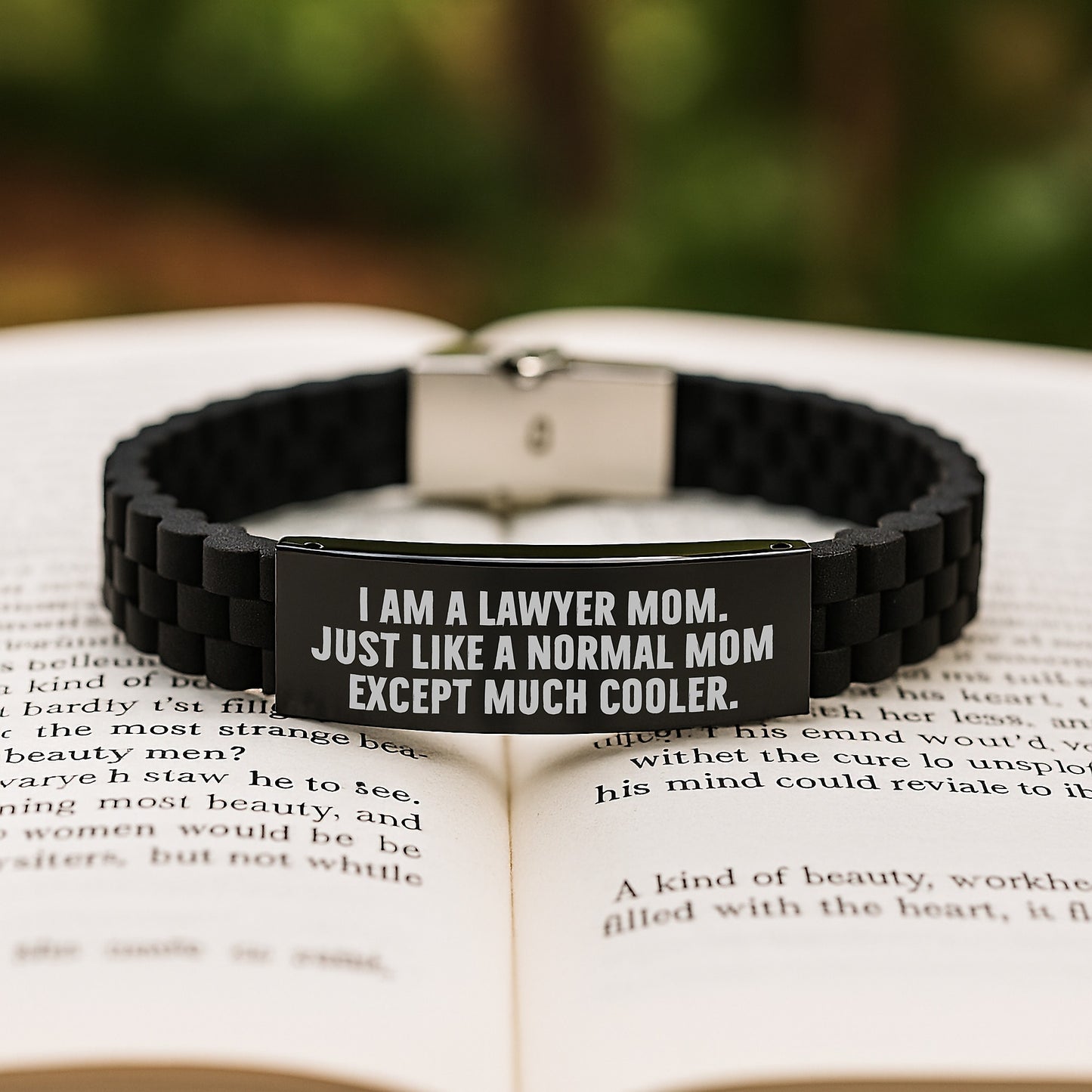 Funny Lawyer Gifts from Mom - I Am A Lawyer Mom Just Like A Normal Mom Except Much Cooler. Graduation Unisex Glide lock Clasp Bracelet for Lawyer Friends, Family or Coworkers - Image 2