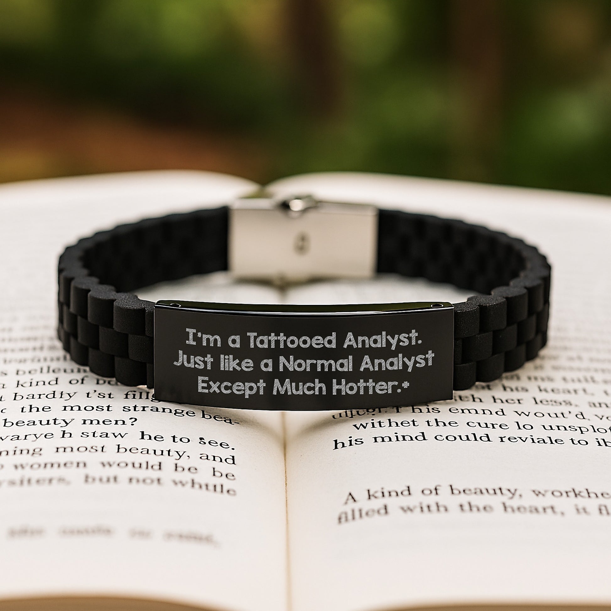 Funny Analyst Gifts for Birthday - I'm A Tattooed Analyst. Just Like A Normal Analyst Except Much Hotter.+, Glide lock Clasp Bracelet, Men or Women Friends, Coworkers, Family - Image 2