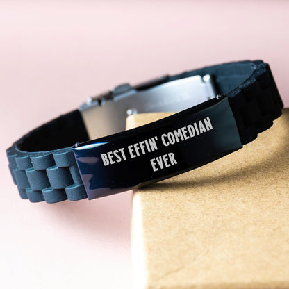 Funny Comedian Gifts from Friends to Comedian for Christmas Unique Gifts - Best Effin' Comedian Ever Glide lock Clasp Bracelet - Image 3
