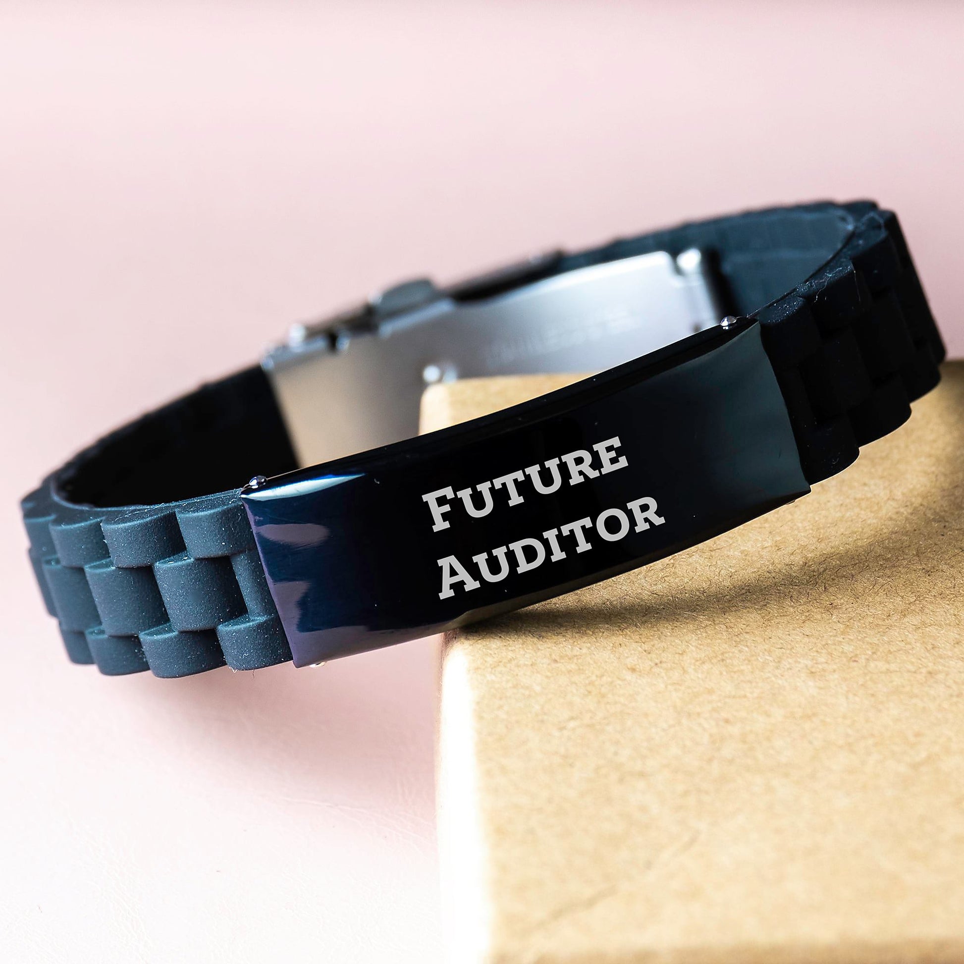 Funny Quote Auditor Gifts for Men from Friends Birthday Unique Glide lock Clasp Bracelet - Image 3