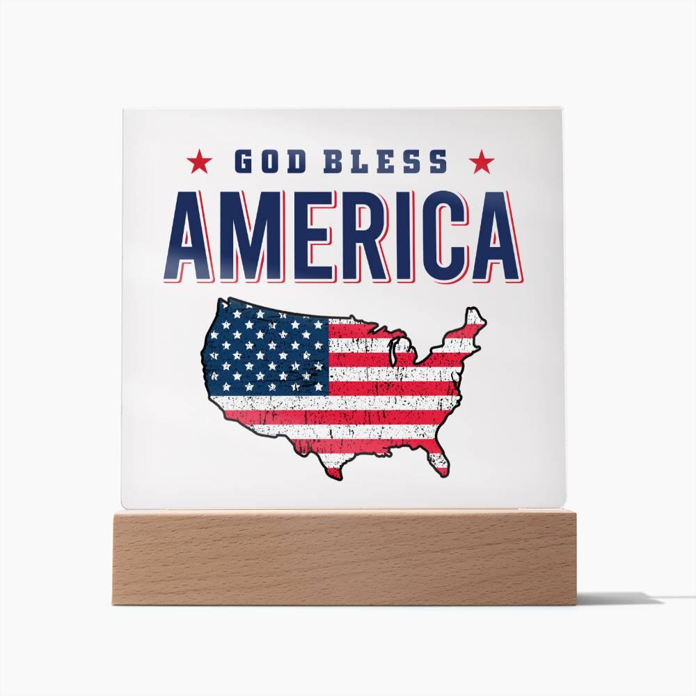 God Bless America Patriotic Acrylic Plaque - Mallard Moon Gift Shop