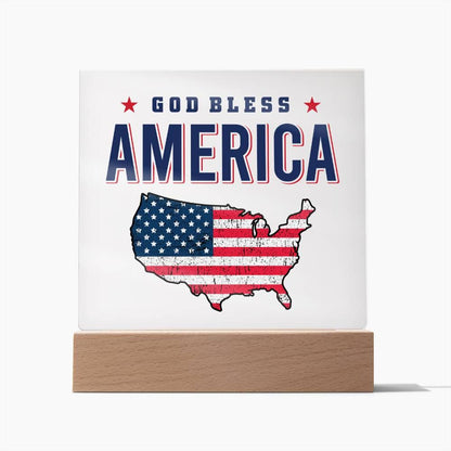 God Bless America Patriotic Acrylic Plaque - Mallard Moon Gift Shop