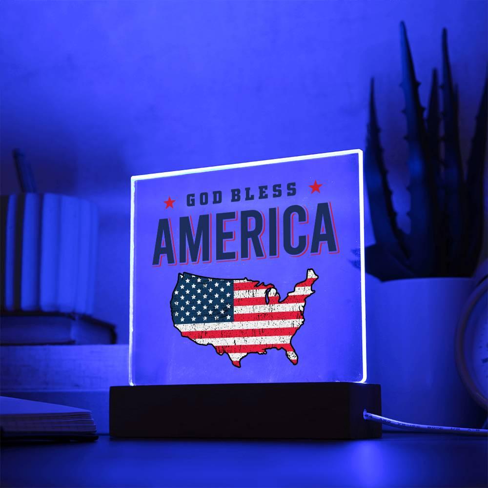 God Bless America Patriotic Acrylic Plaque - Mallard Moon Gift Shop