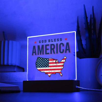 God Bless America Patriotic Acrylic Plaque - Mallard Moon Gift Shop