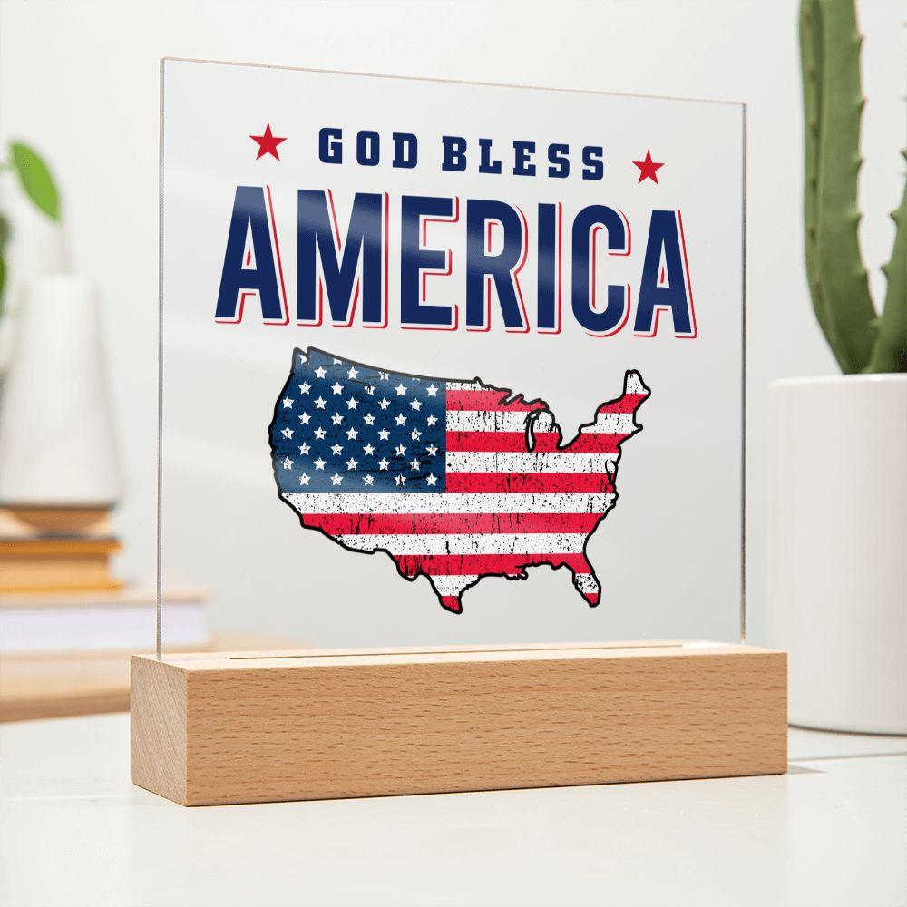 God Bless America Patriotic Acrylic Plaque - Mallard Moon Gift Shop