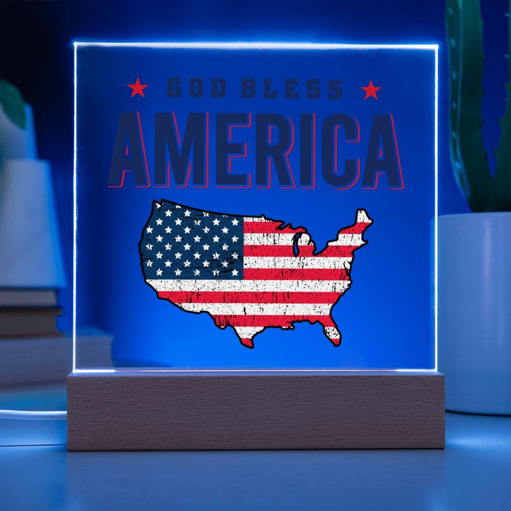 God Bless America Patriotic Acrylic Plaque - Mallard Moon Gift Shop
