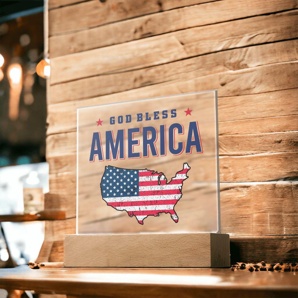 God Bless America Patriotic Acrylic Plaque - Mallard Moon Gift Shop