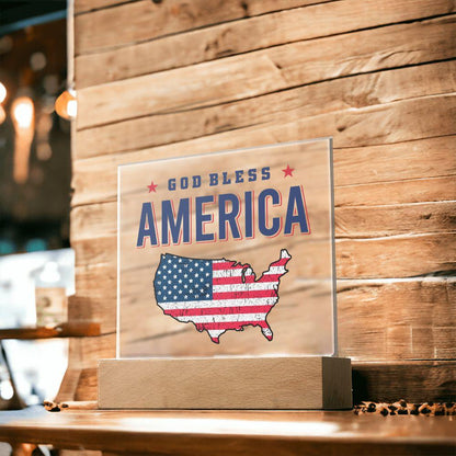 God Bless America Patriotic Acrylic Plaque - Mallard Moon Gift Shop