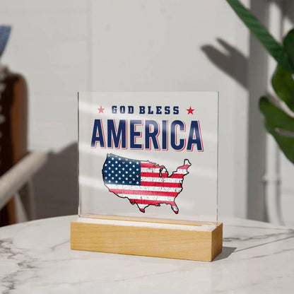 God Bless America Patriotic Acrylic Plaque - Mallard Moon Gift Shop
