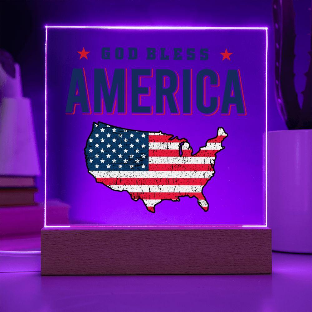 God Bless America Patriotic Acrylic Plaque - Mallard Moon Gift Shop
