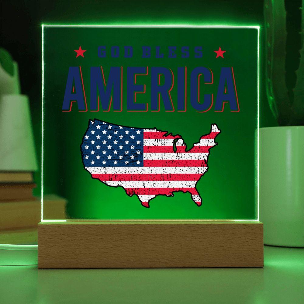 God Bless America Patriotic Acrylic Plaque - Mallard Moon Gift Shop