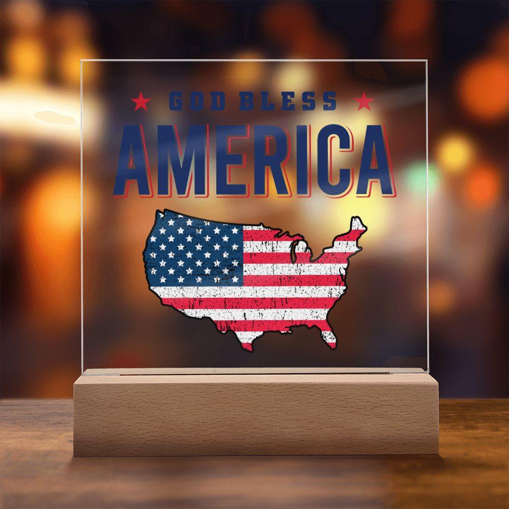 God Bless America Patriotic Acrylic Plaque - Mallard Moon Gift Shop