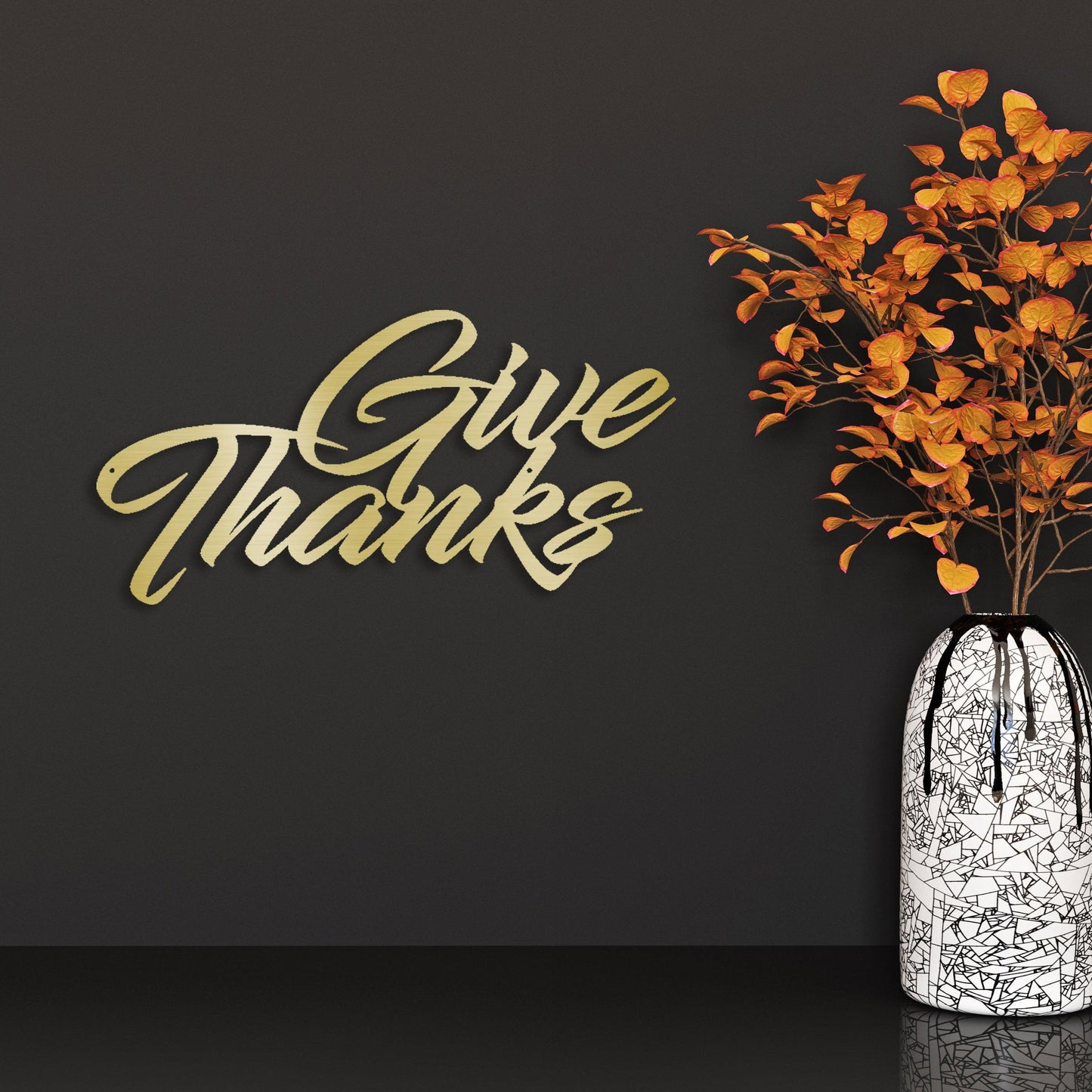 Give Thanks Indoor Outdoor Steel Wall Sign Metal Art - Mallard Moon Gift Shop
