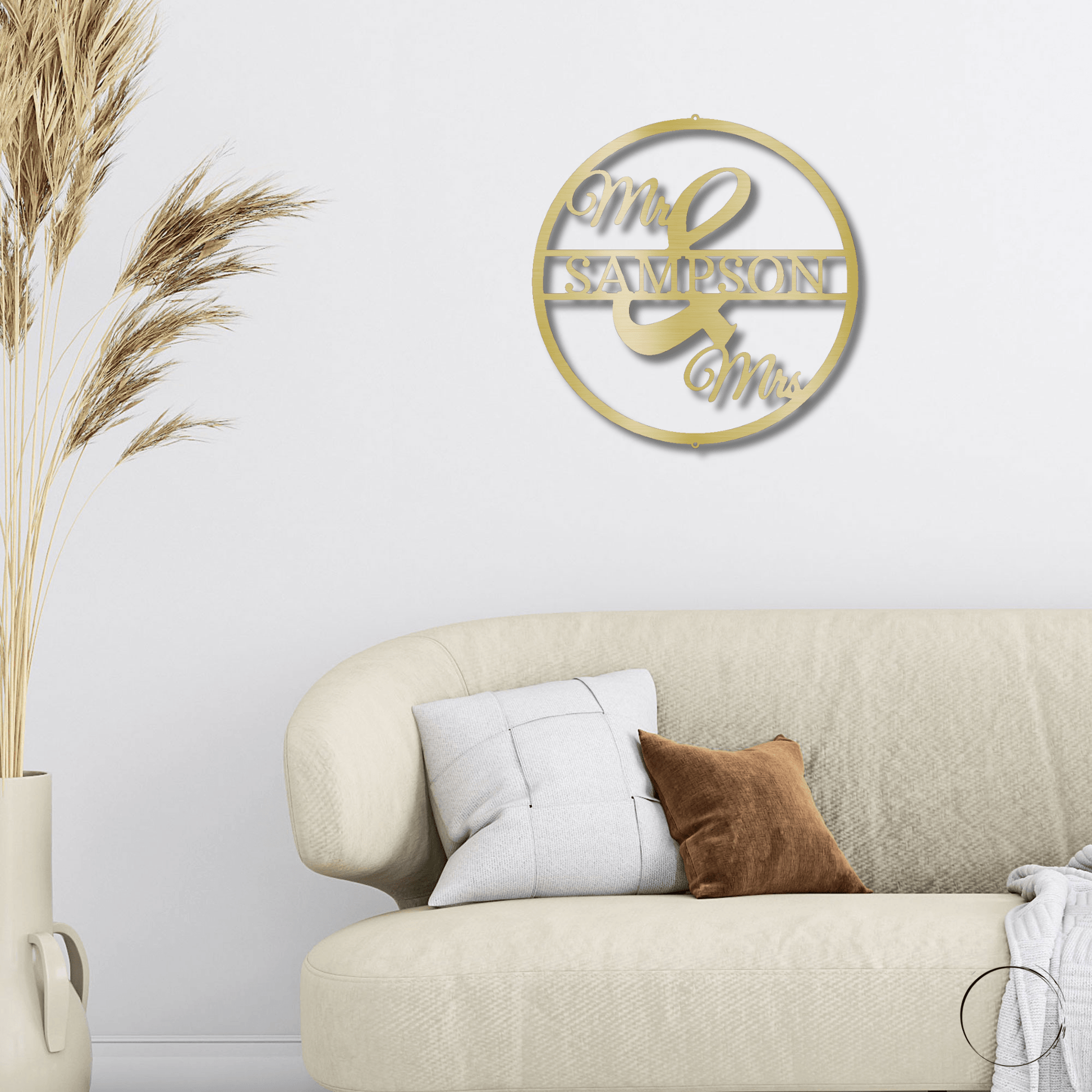 Mr and Mrs Circle Custom Name Steel Wall Sign - Mallard Moon Gift Shop