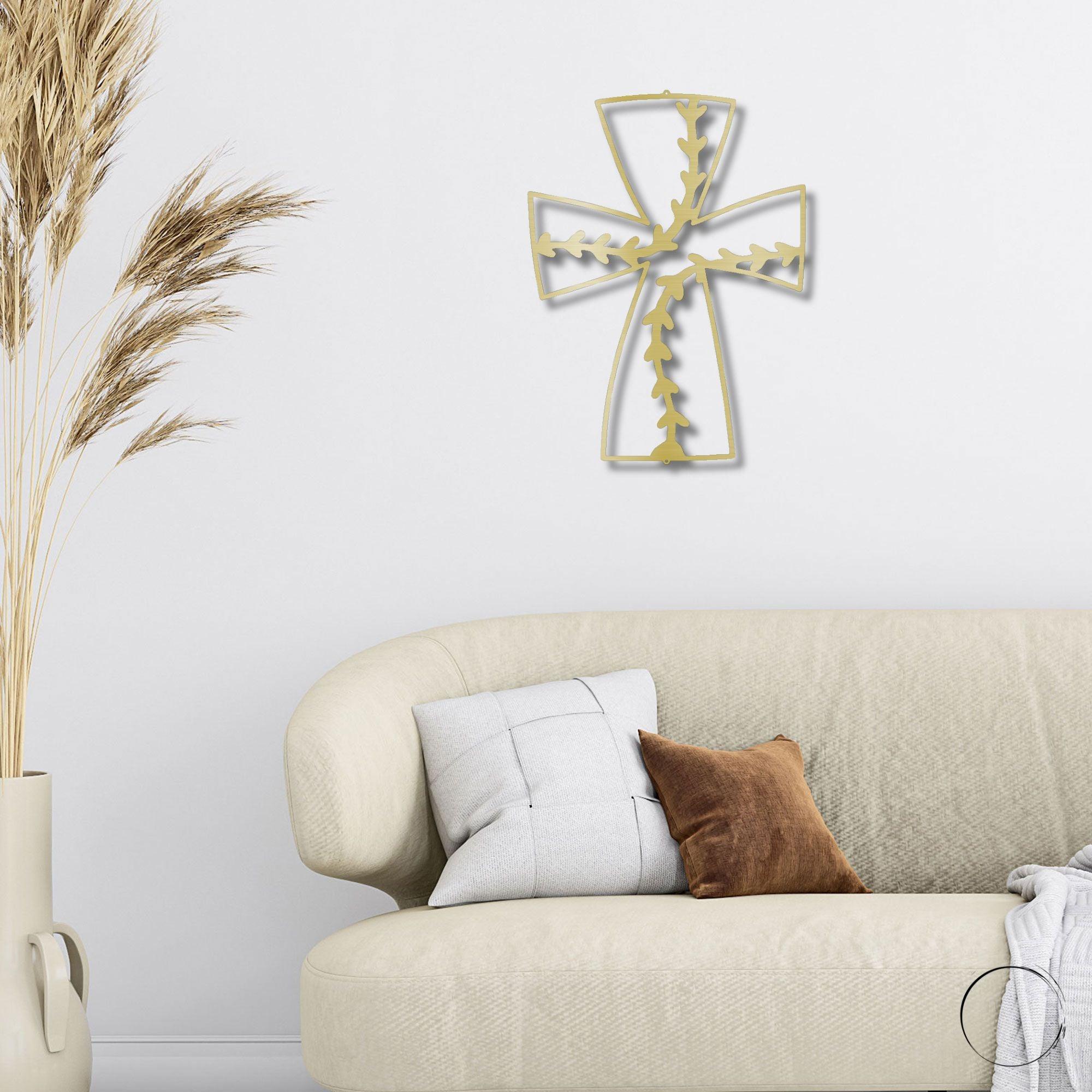 Faith In Baseball Cross Metal Art Wall Sign - Mallard Moon Gift Shop