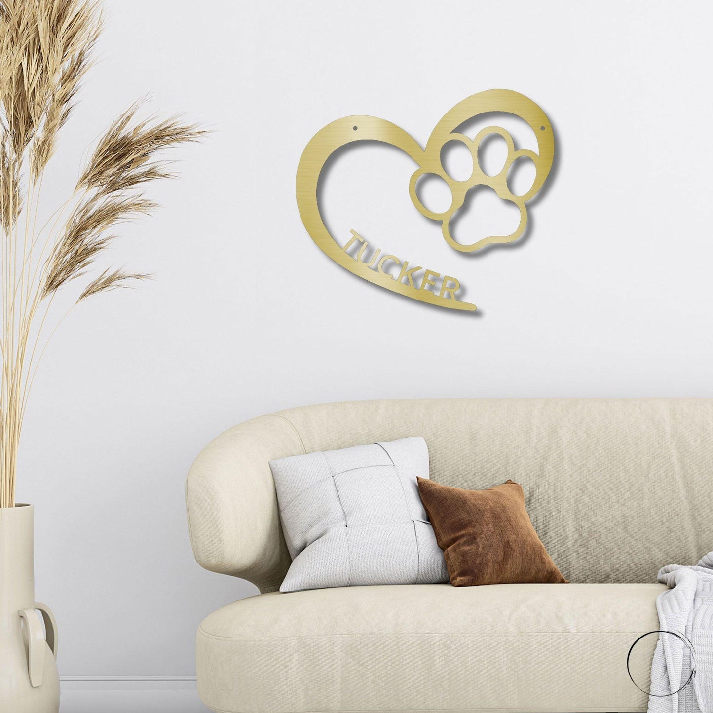 Puppy Love Paw Print Monogram Personalized Metal Art Wall Sign - Mallard Moon Gift Shop