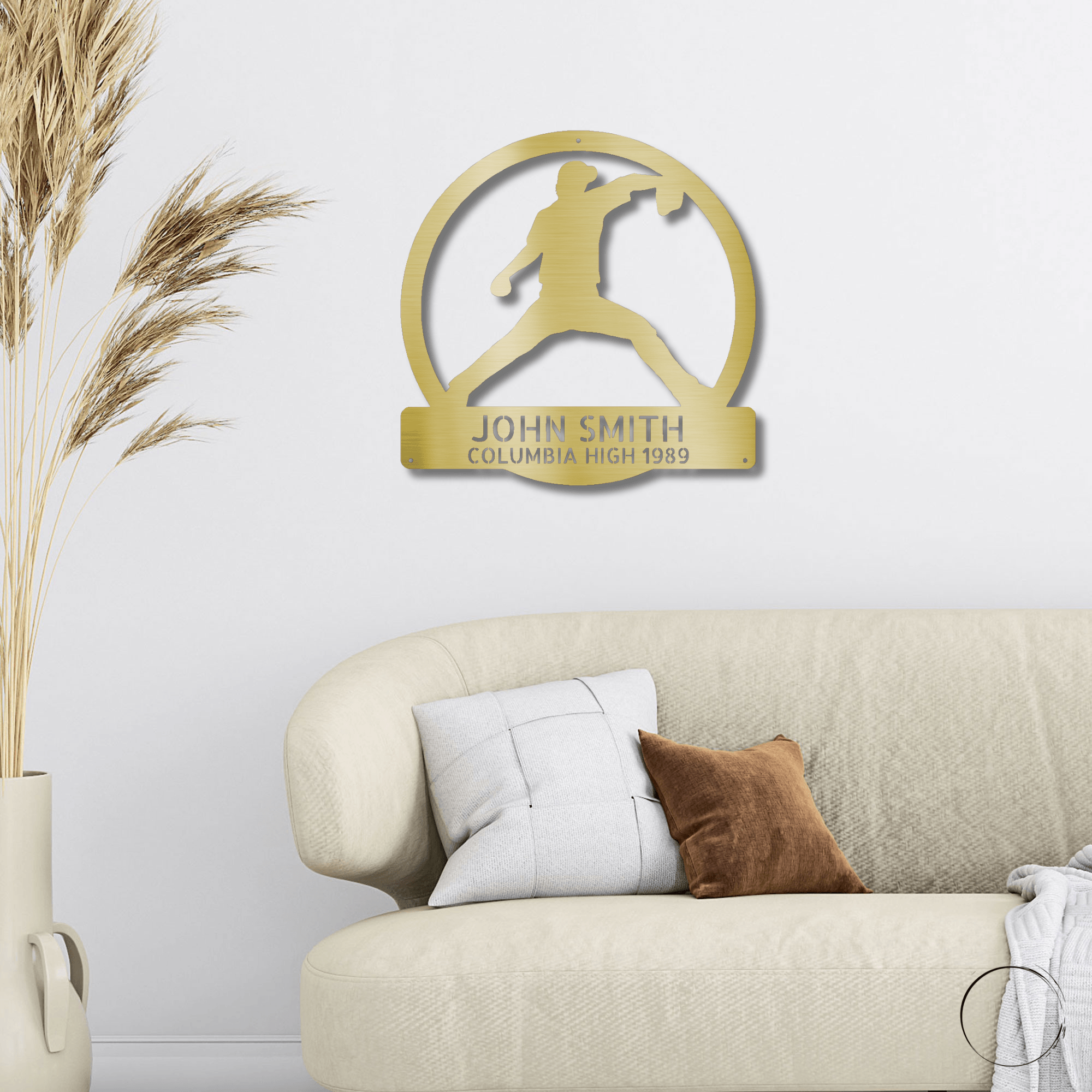 Baseball Pitcher Custom Name Metal Art Wall Sign - Mallard Moon Gift Shop