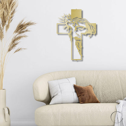 Jesus Crown of Thorns Steel Cross Sign Christian Metal Wall Decor Made in USA - Mallard Moon Gift Shop