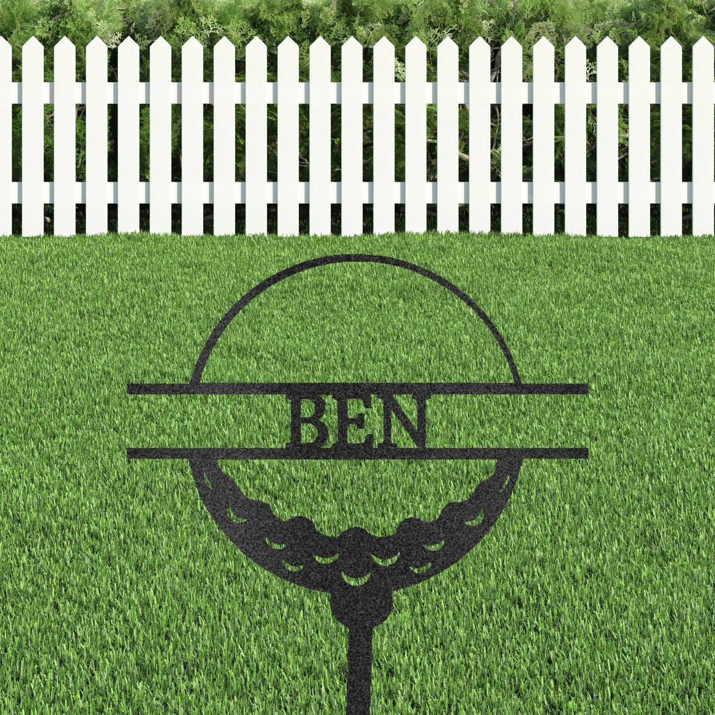 Golf Ball Tee Personalized Name Address Outdoor Steel Stake Sign Metal Art Yard Sign - Mallard Moon Gift Shop