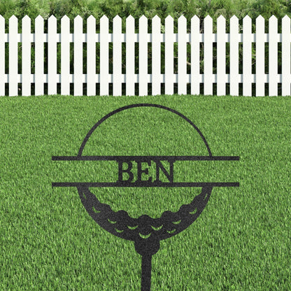 Golf Ball Tee Personalized Name Address Outdoor Steel Stake Sign Metal Art Yard Sign - Mallard Moon Gift Shop