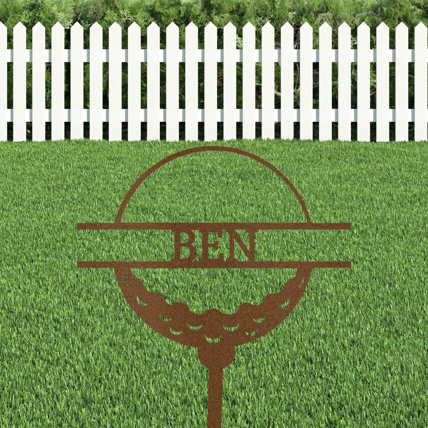 Golf Ball Tee Personalized Name Address Outdoor Steel Stake Sign Metal Art Yard Sign - Mallard Moon Gift Shop