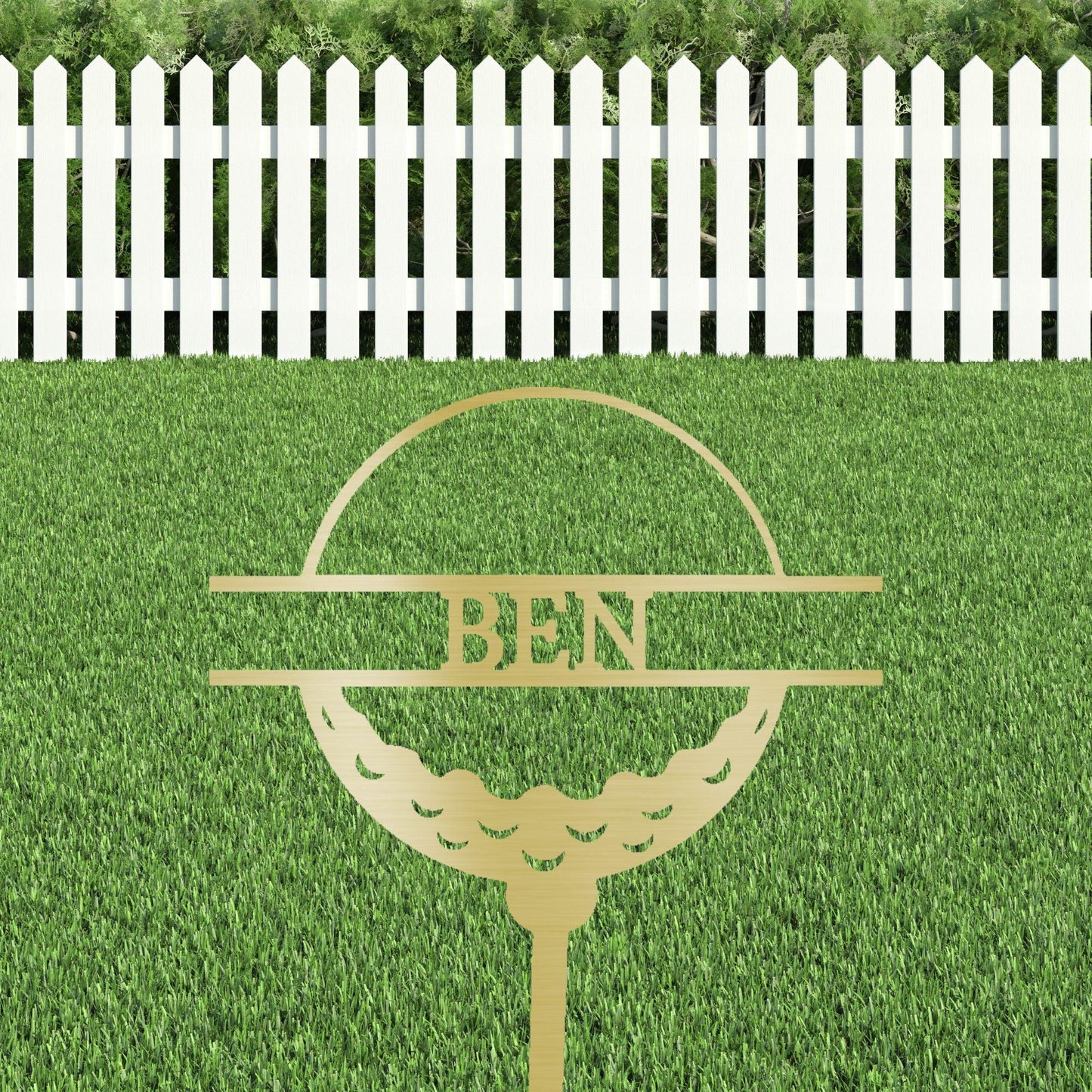 Golf Ball Tee Personalized Name Address Outdoor Steel Stake Sign Metal Art Yard Sign - Mallard Moon Gift Shop