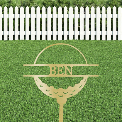 Golf Ball Tee Personalized Name Address Outdoor Steel Stake Sign Metal Art Yard Sign - Mallard Moon Gift Shop