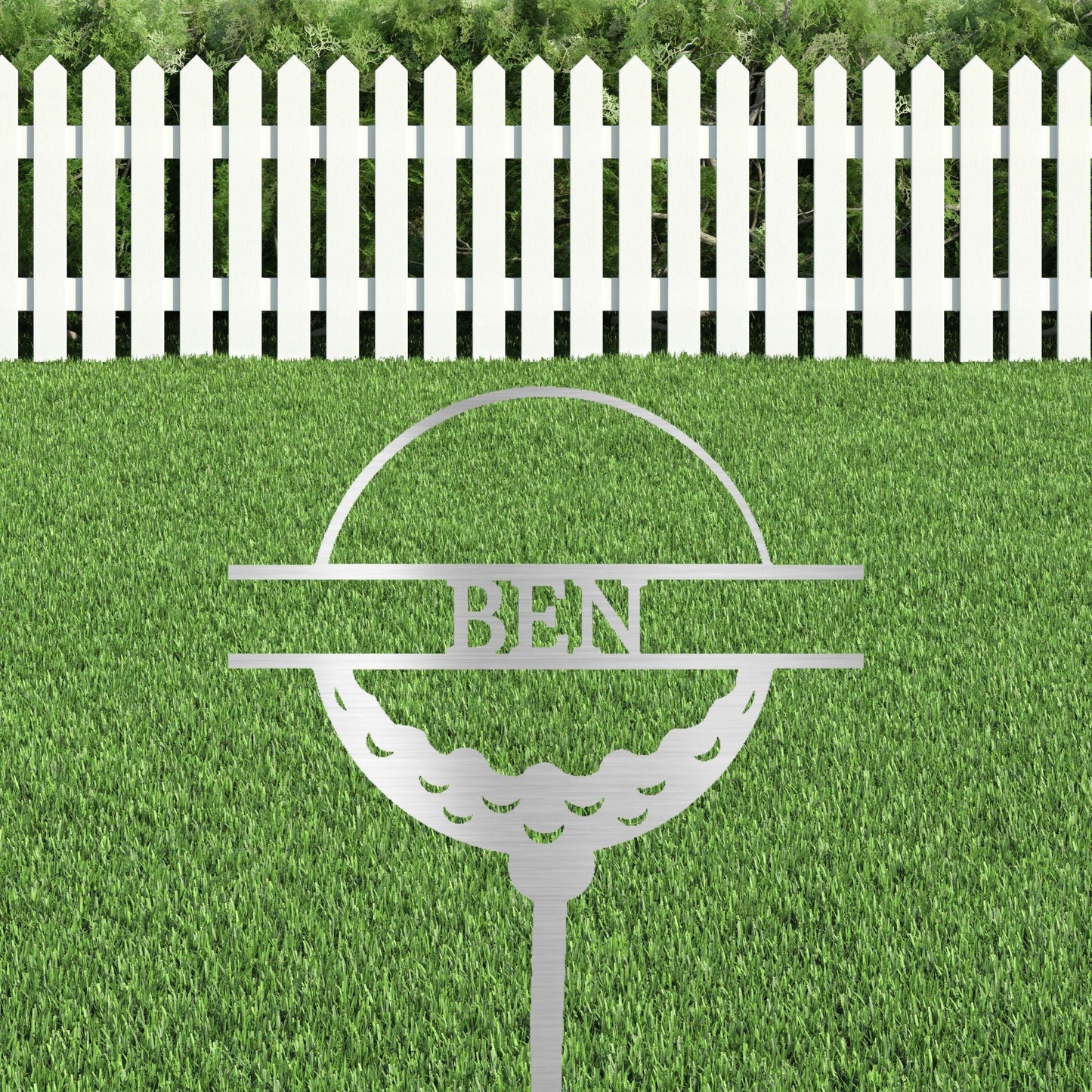 Golf Ball Tee Personalized Name Address Outdoor Steel Stake Sign Metal Art Yard Sign - Mallard Moon Gift Shop