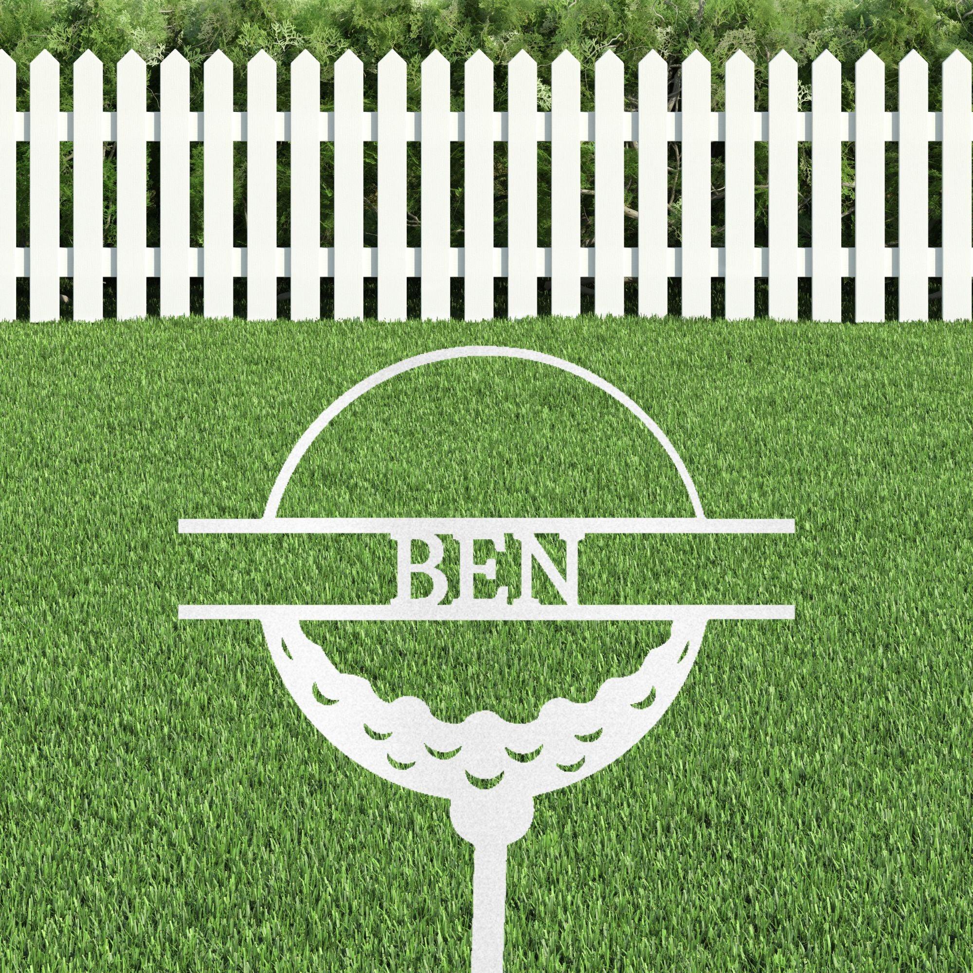 Golf Ball Tee Personalized Name Address Outdoor Steel Stake Sign Metal Art Yard Sign - Mallard Moon Gift Shop