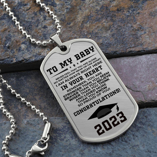 Graduation 2023 Engarved Dog Tag Necklace - Mallard Moon Gift Shop