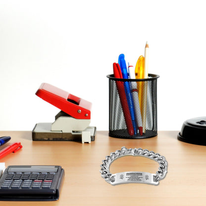 Granddaughter Engraved Cuban Chain Stainless Steel Bracelet, Motivational Heartfelt Birthday, Christmas Holiday Gifts You are Braver than you Believe, Loved More than you Know - Mallard Moon Gift Shop