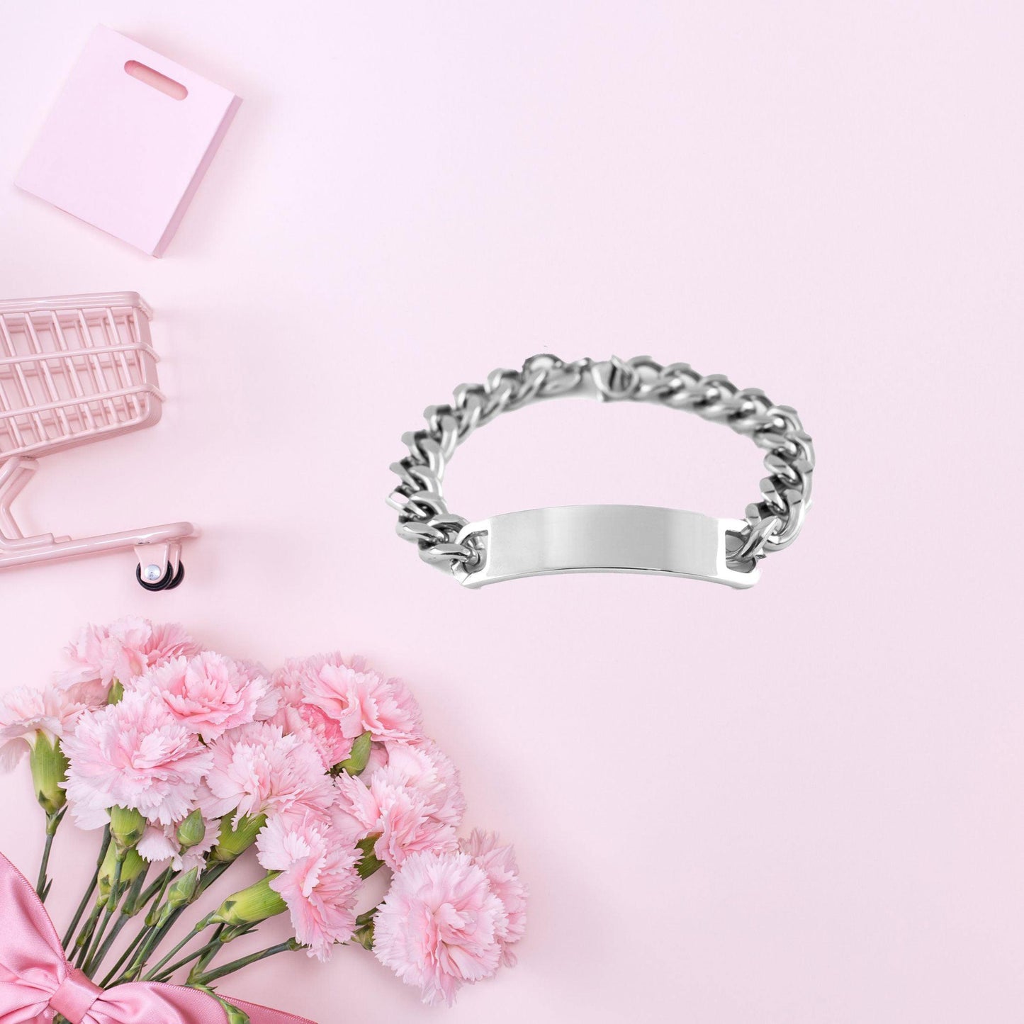 Granddaughter Engraved Cuban Chain Stainless Steel Bracelet, Motivational Heartfelt Birthday, Christmas Holiday Gifts You are Braver than you Believe, Loved More than you Know - Mallard Moon Gift Shop